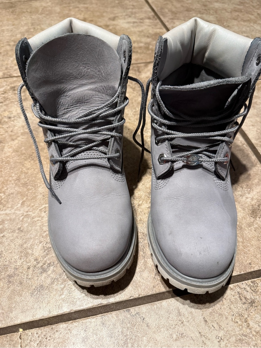 Timberland Gray Work Boot with Padded Collar